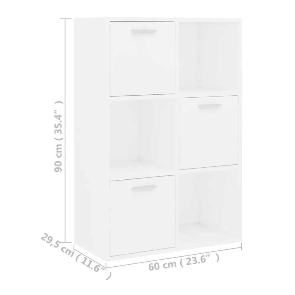 Estanterí América 3 puertas + 3 módulos blanco 90x60x29,5 cm