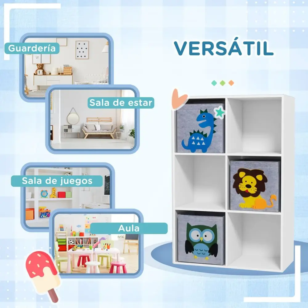 Estanterí Papara Homcom 6 módulos blanco 91,5x61,8x29,9 cm