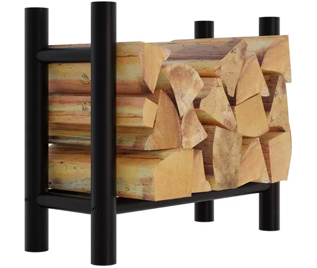 Leñero Medya de acero negro Negro 30X60X60 cm