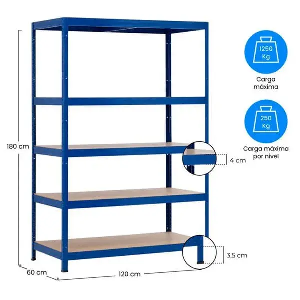 Termostato Inteligente Pack de 2 estanterías modulares 7house 5 baldas azul