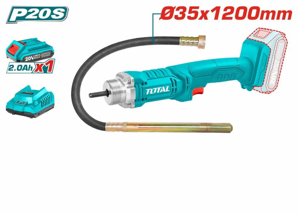 Vibrateur Béton Sans Fil 20V 2300 Tours TCVLI2023011