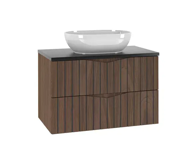 Anticorrosión y Antical Mueble lavabo individual 80cm Siena madera y negro