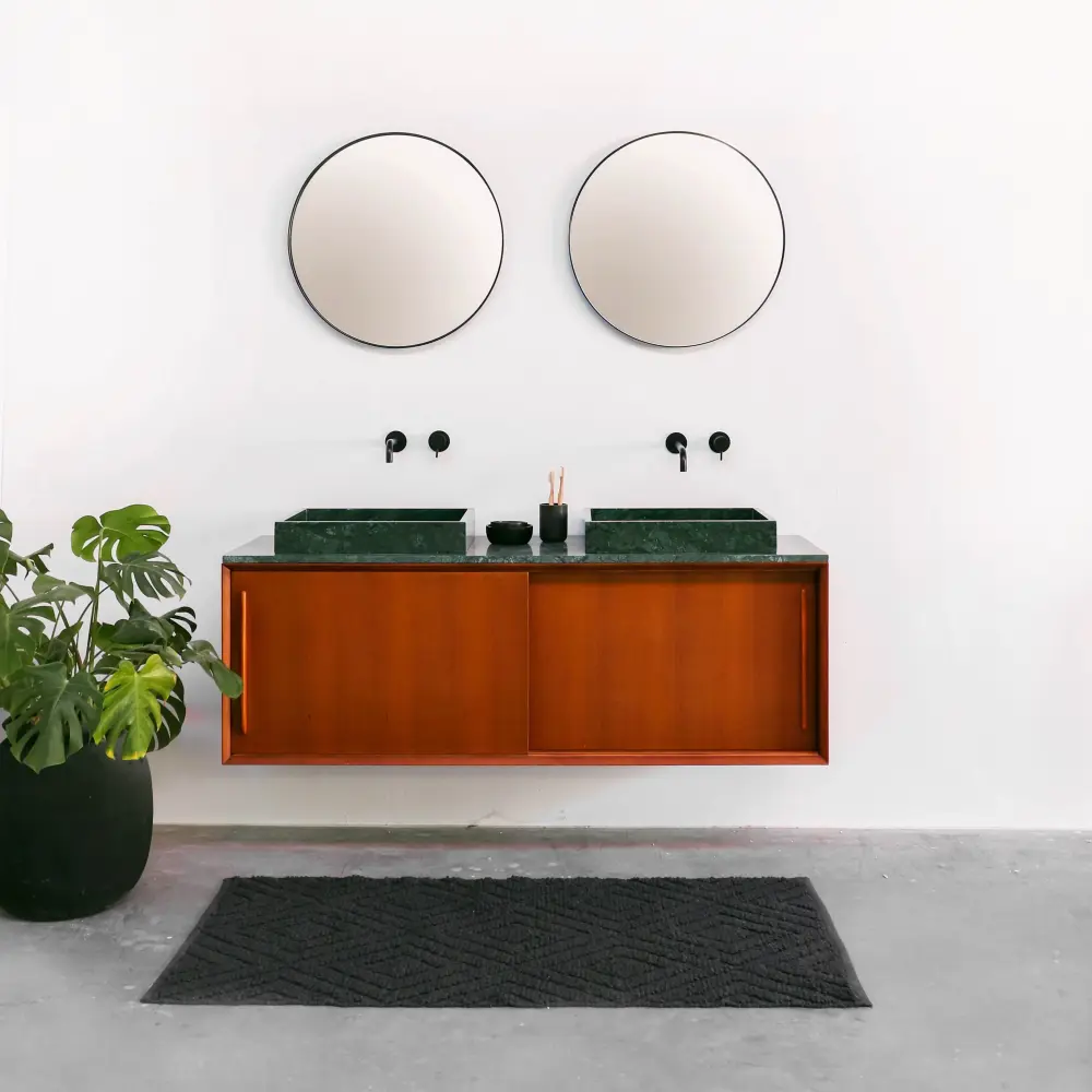 Badkamermeubel De época Teak - Groen Marmeren Lavabo - (150 cm) - Nestor