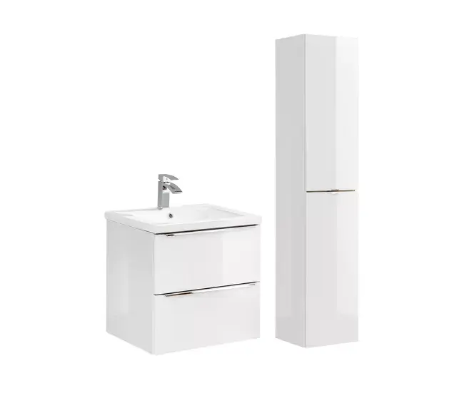 Conjunto mueble lavabo individual encastrado 60cm y columna April Madera