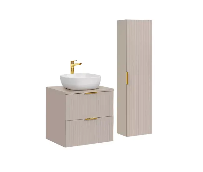 Conjunto de muebles con lavabo individual 60cm y columna Adriel Cachemira