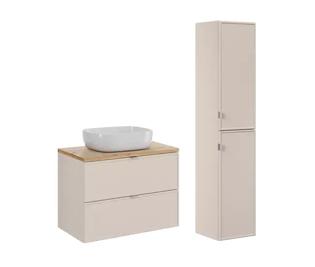 Conjunto de muebles con lavabo individual 80cm y columna Alba Cachemira Set de 4 Piezas