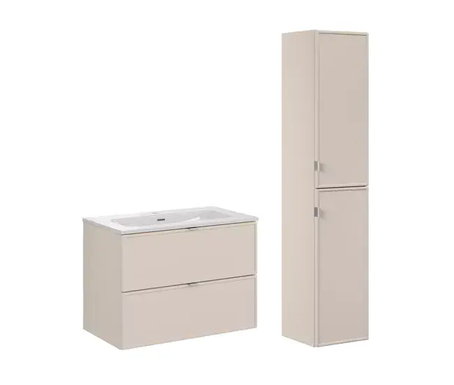 Conjunto de muebles con lavabo individual encastrado 80cm y columna Alba Cachemira Prueba de Salpicaduras