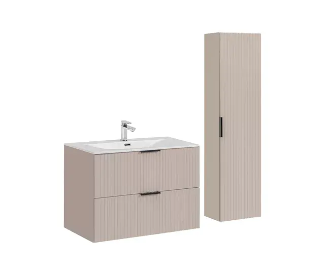 Conjunto de muebles lavabo individual encastrado 80cm y columna Adriel Cachemira con Sensor Táctil