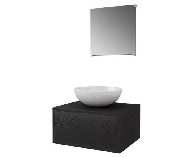 Dispensador de Jabón vidaXL Conjunto de mueble y lavabo 3 piezas negro