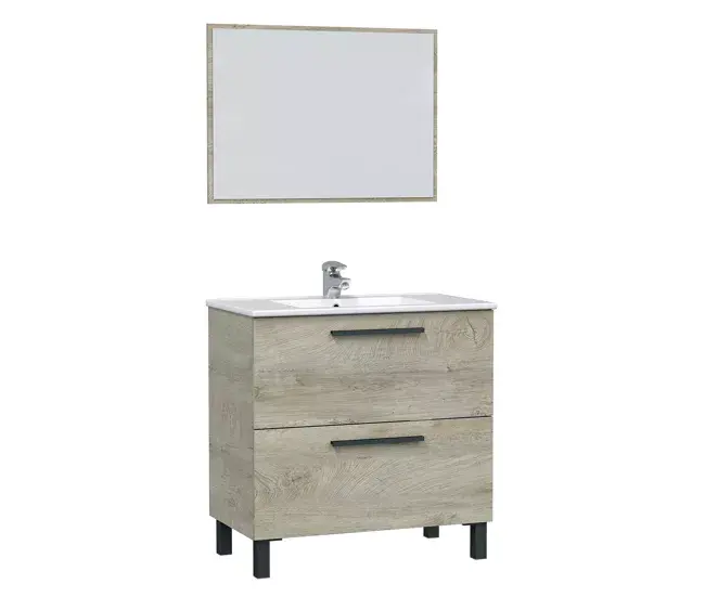 Gancho de Toalla Mueble baño Alise 2 cajones, espejo y lavabo, Alaska