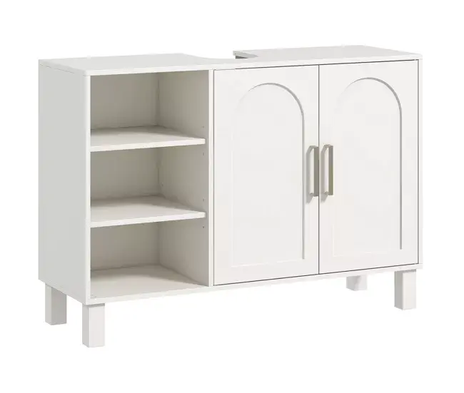 HOMCOM Mueble bajo Lavabo Mueble de Lavabo con Pie Mueble de Baño Actual con 2 Puertas y Estantes Ajustables 90x30x63 cm ...