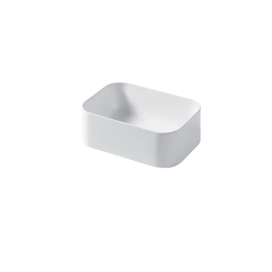 Lavabo de apoyo rectangular 35x25cm en cerámica blanca luminoso serie Slim Disegno-Ceramica con Garantí de 2 ños