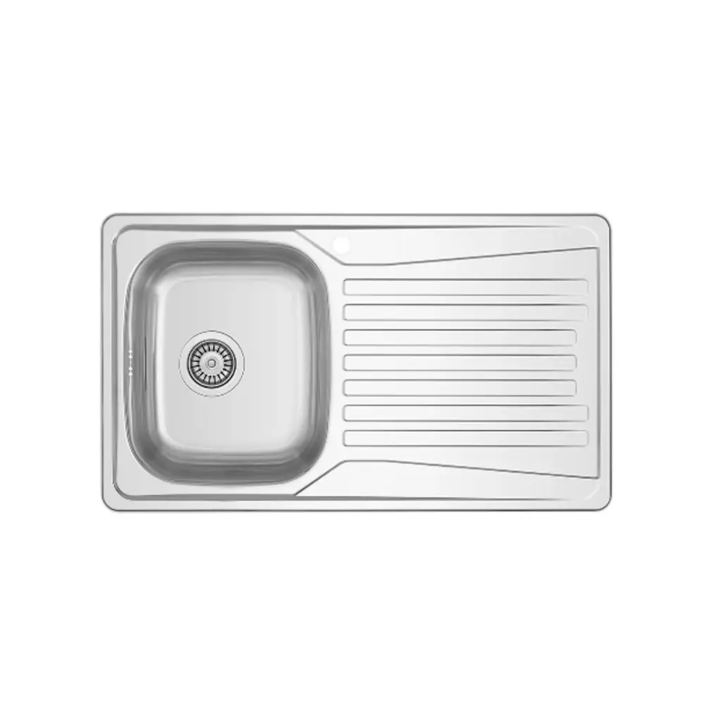 Lavabo de cocina en acero inoxidable modelo LS02 con escurridor la derecha 86x50 cm