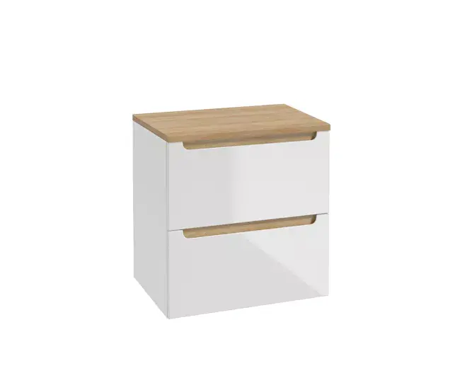 Mueble bajo lavabo 60cm 2 cajones encimera Livia Blanco y Madera