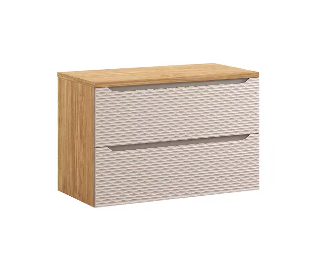 Mueble bajo lavabo 90cm encimera Elora Crema y madera para Baño Completo