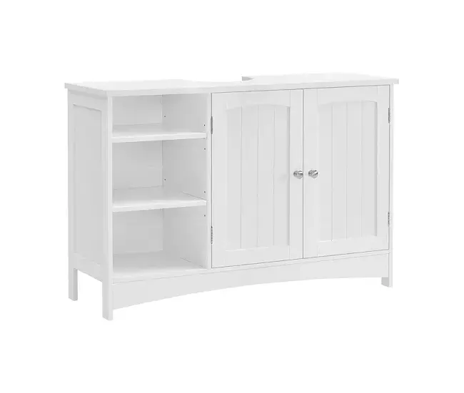 Mueble bajo lavabo blanco 2 puertas 3 nichos - L90 cm