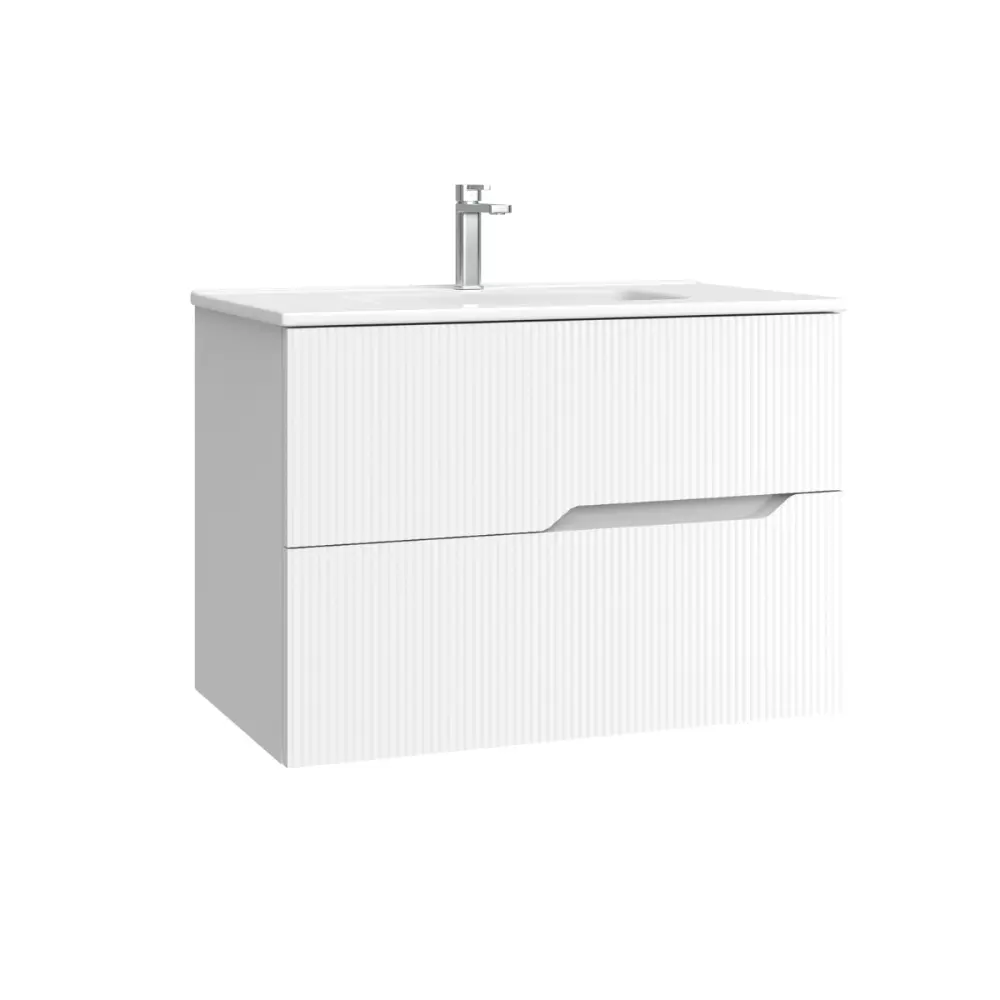 Mueble baño suspendido con lavabo cerámico | blanco mate 60cm