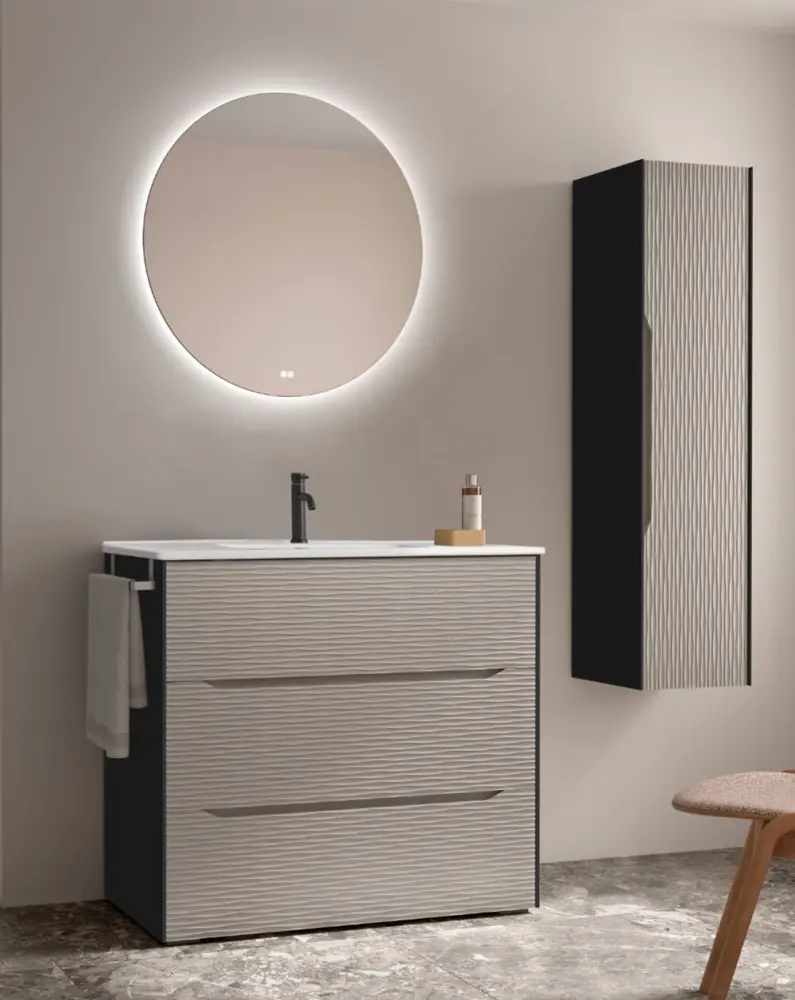 Mueble de baño suspendido lavabo ceramico | negro moka 100cm