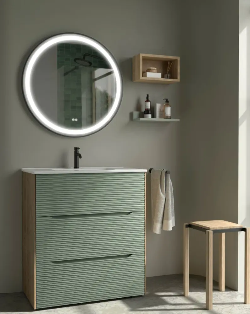 Mueble de baño suspendido lavabo ceramico | roble auténtico leaf 100cm