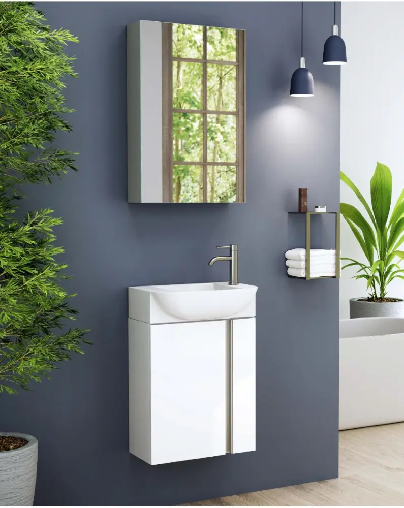 Mueble de baño suspendido pared con lavabo cerámico | 45cm con Garantí de 2 ños