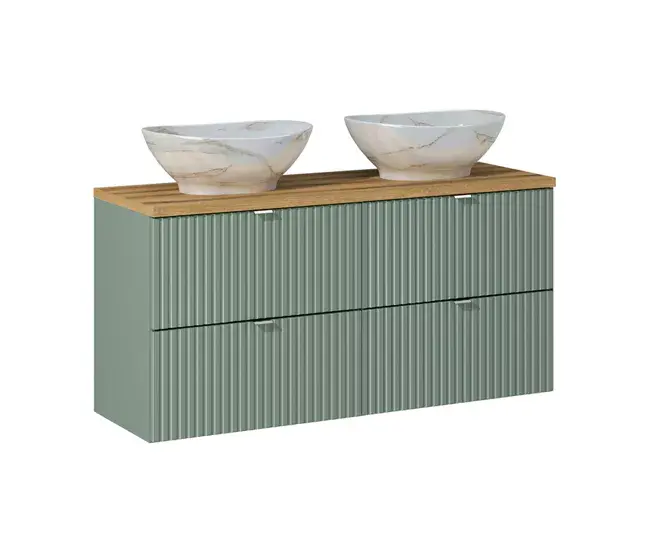 Mueble doble lavabo 120cm 4 cajones Jade Verde y Madera