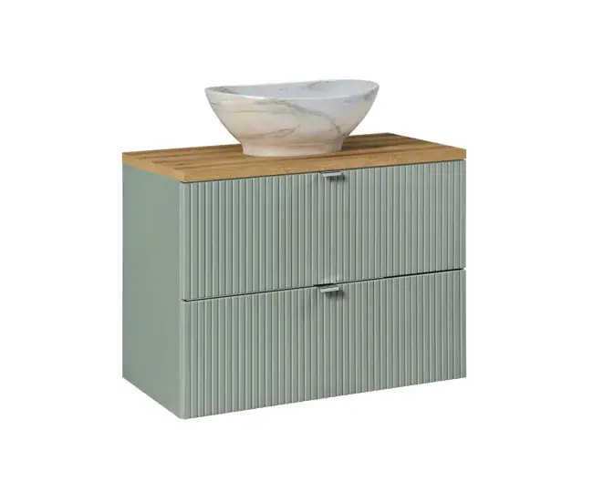 Mueble lavabo individual 80cm 2 cajones Jade Verde y Madera