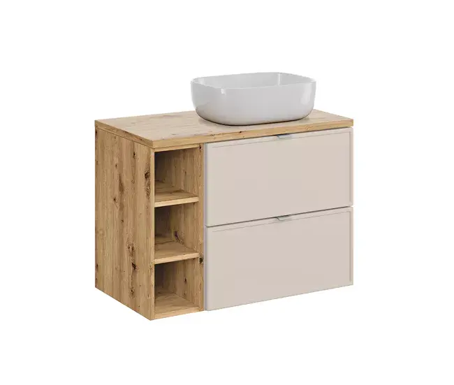 Mueble lavabo individual 80cm 3 compartimientos Alba Cachemira | Resistente al Óxido |