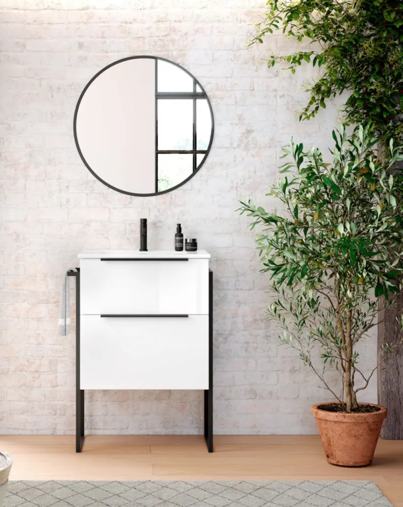 Portarrollos de Baño Mueble de baño al suelo con lavabo cerámico | 100 cm - blanco