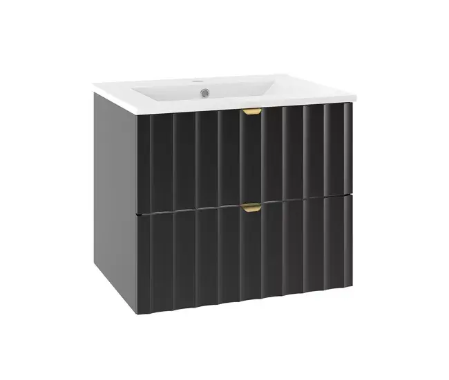 Portarrollos de Baño Mueble lavabo individual encastrado 60cm Lexa Negro