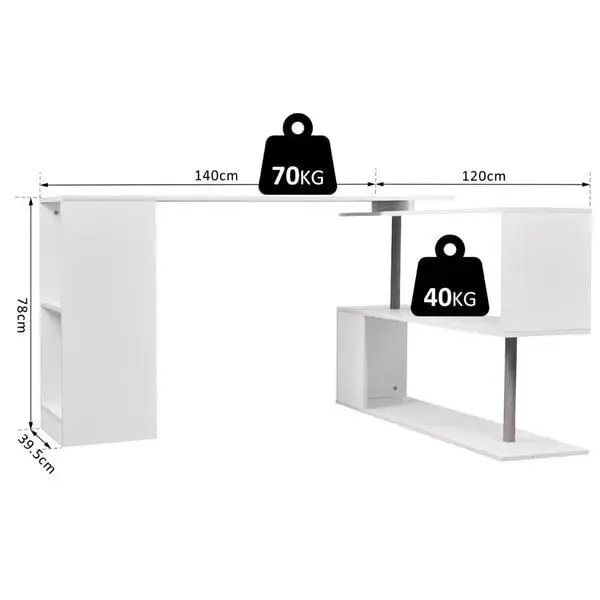 Antideslizante Escritorio Homcom multiforma rotación 360º blanco