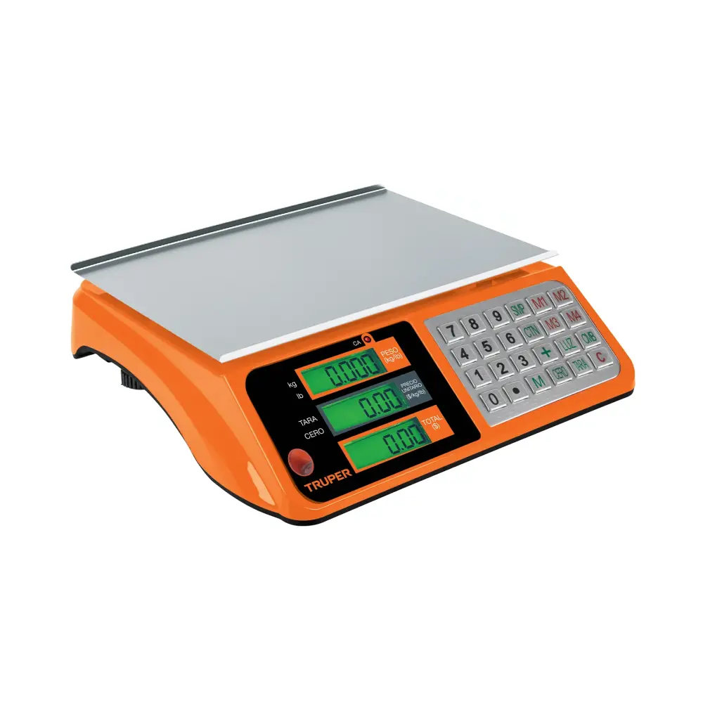 BÁSCULA ELECTRÓNICA MULTIFUNCIONES CAPACIDAD 40 KG con Mangos de Goma