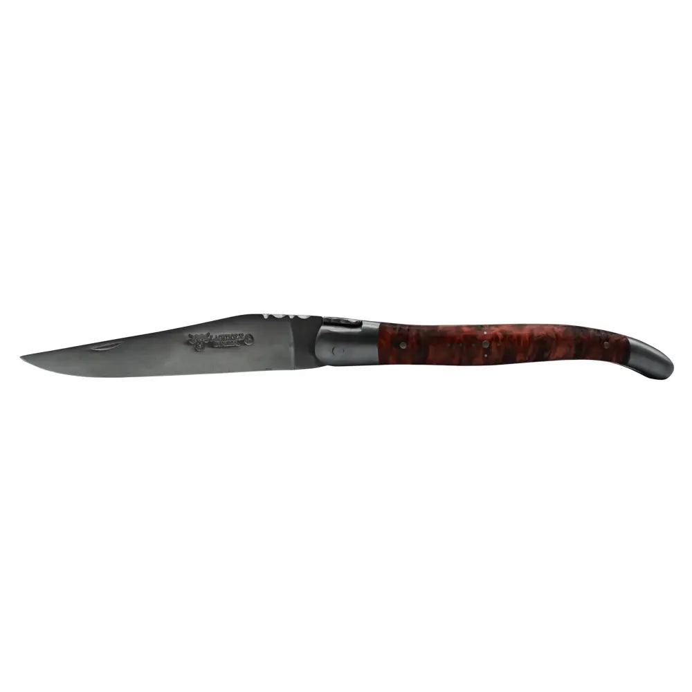 Laguiole en Aubrac Elaborado mano Plates Multipurpose Knife, Red Poplar Burl Wood Handle, 4.75 inches