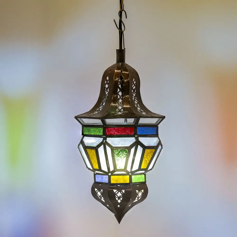 Lámpara Árabe Colgante de Cristal Colorido F8B 42x21