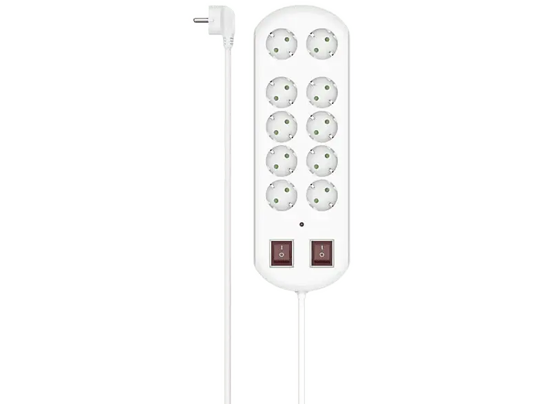 Multiprise 10 ports + interrupteurs 2 m Blanc (00223163)