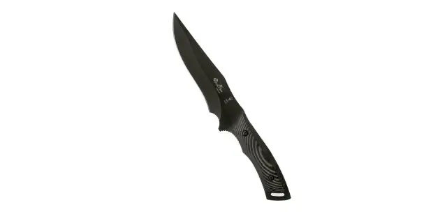 Profesional de Alta Resistencia Cuchillo de Monte 15 cm Hoja Teflon Mango Micarta Gris/Negro Muela TYPHOON-15N