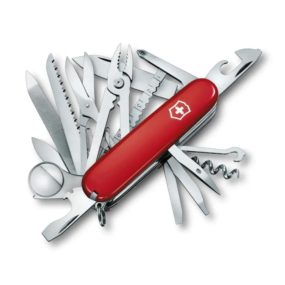 Victorinox Swiss Champ Varios Tool Knife 33 Funciones Mango rojo de acero inoxidable con Mangos de Goma