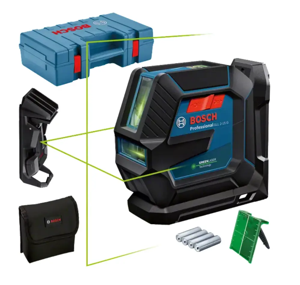 Kit Completo con Trípode Nivel láser líneas verdes Bosch GLL 2-15 G