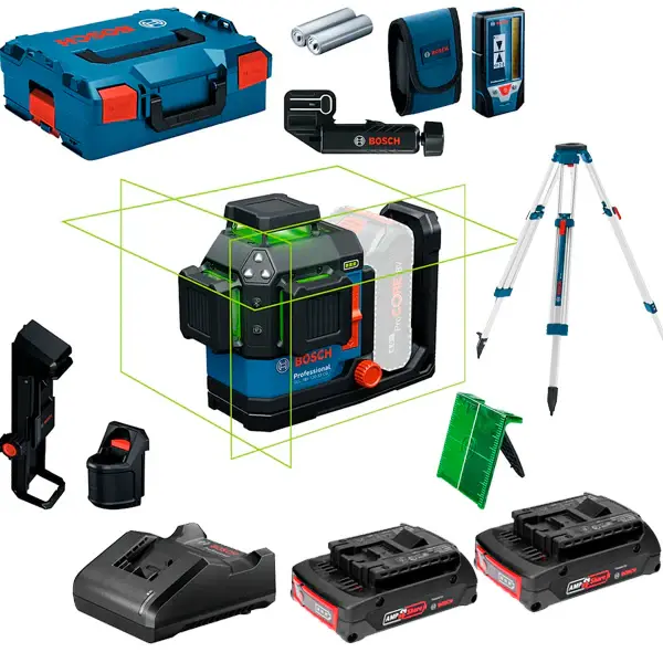 Nivel láser Bosch GLL 18V-120-33 CG 240m + maletín Kit de baterí y Tipie Kit Completo con Accesorios