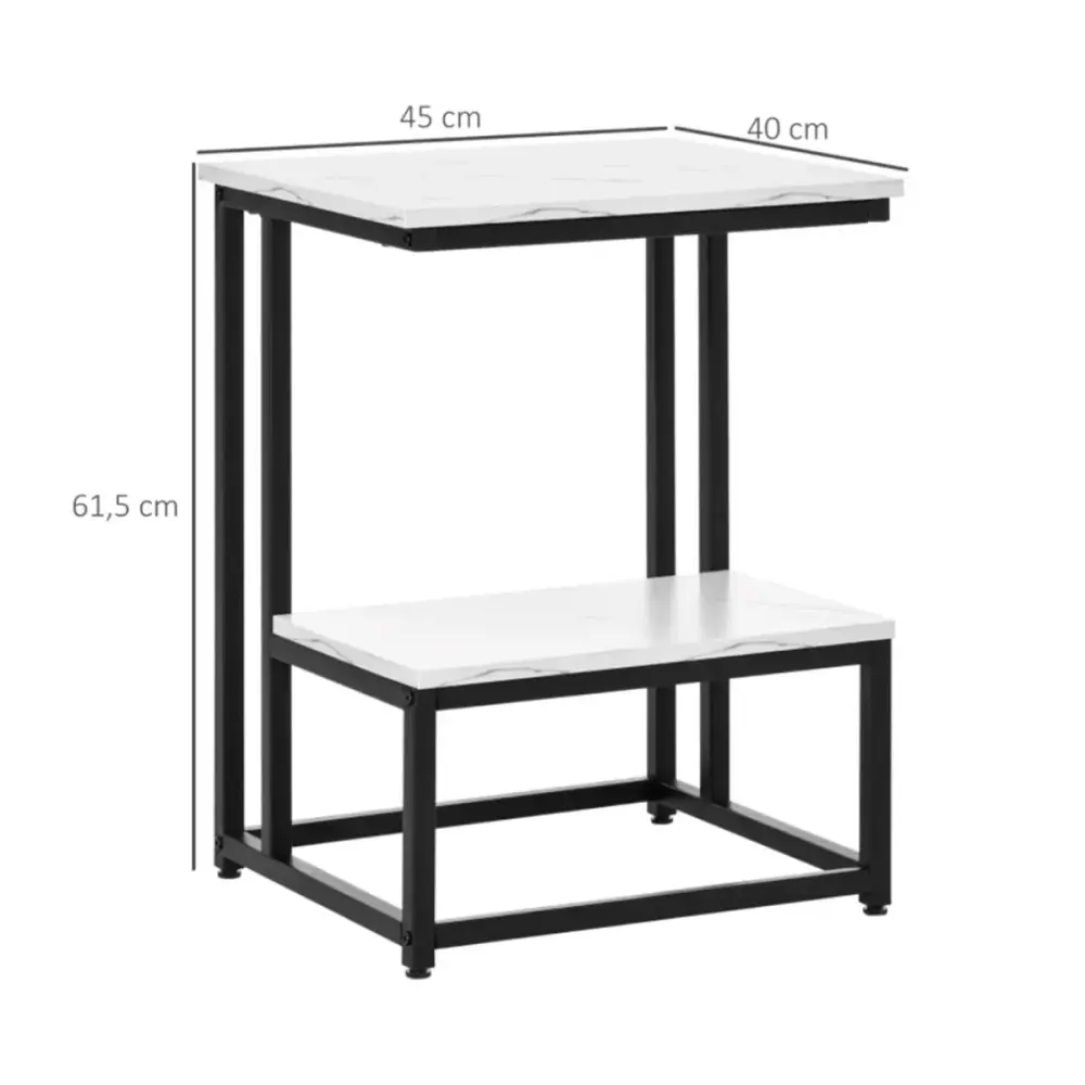 Mesa auxiliar Homcom con 2 niveles blanco/negro 61,5x45x40 cm