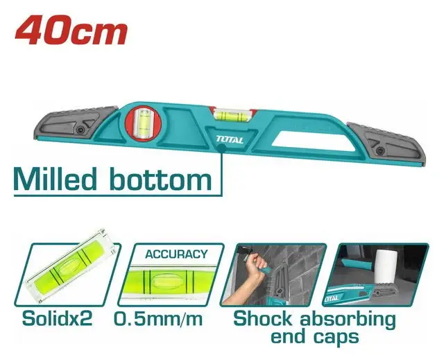 TMT221406 – Niveau Bulle 40 CM TOTAL Renforcé – 2 Fioles