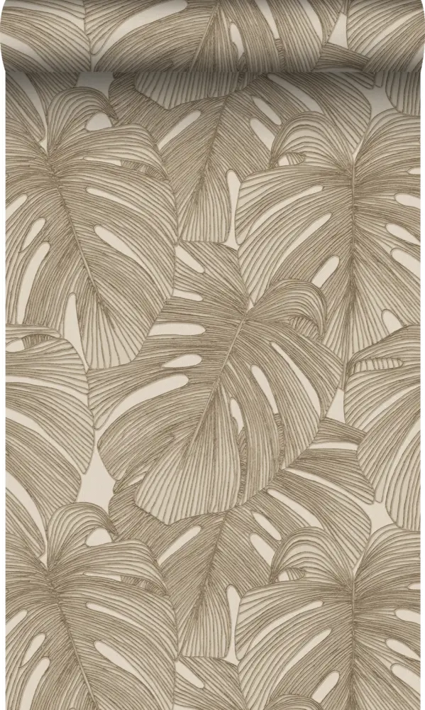 Origin wallcoverings papel pintado diseño 3d hojas marfil - 50 x 900 cm