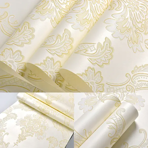 Revestimiento de paredes grabado en relieve 3D del clásico del papel pintado rayas del telar jacquar en color suave