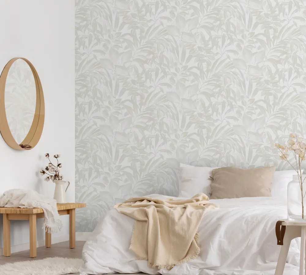 Papel pintado tnt autoadhesivo hojas de helecho gris y beige 53x300 cm Ich