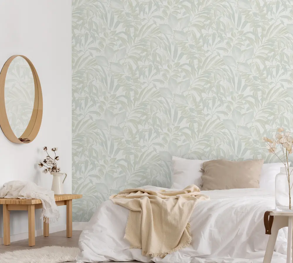 Papel pintado tnt autoadhesivo hojas de helecho verde 53x300 cm Ich