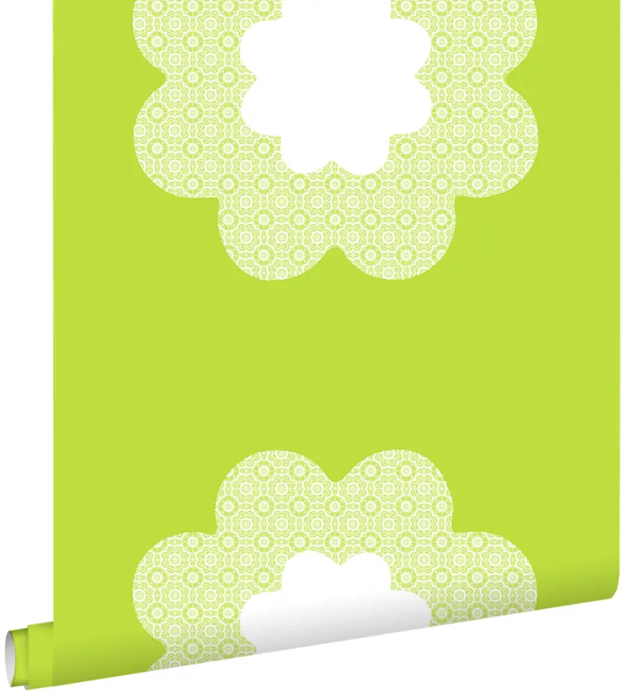Estahome papel pintado flores en encaje verde limón - 53 cm x 10,05 m
