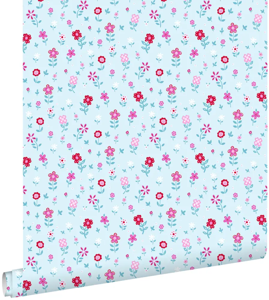 Estahome papel pintado flores turquesa - 53 cm x 10,05 m - 137317