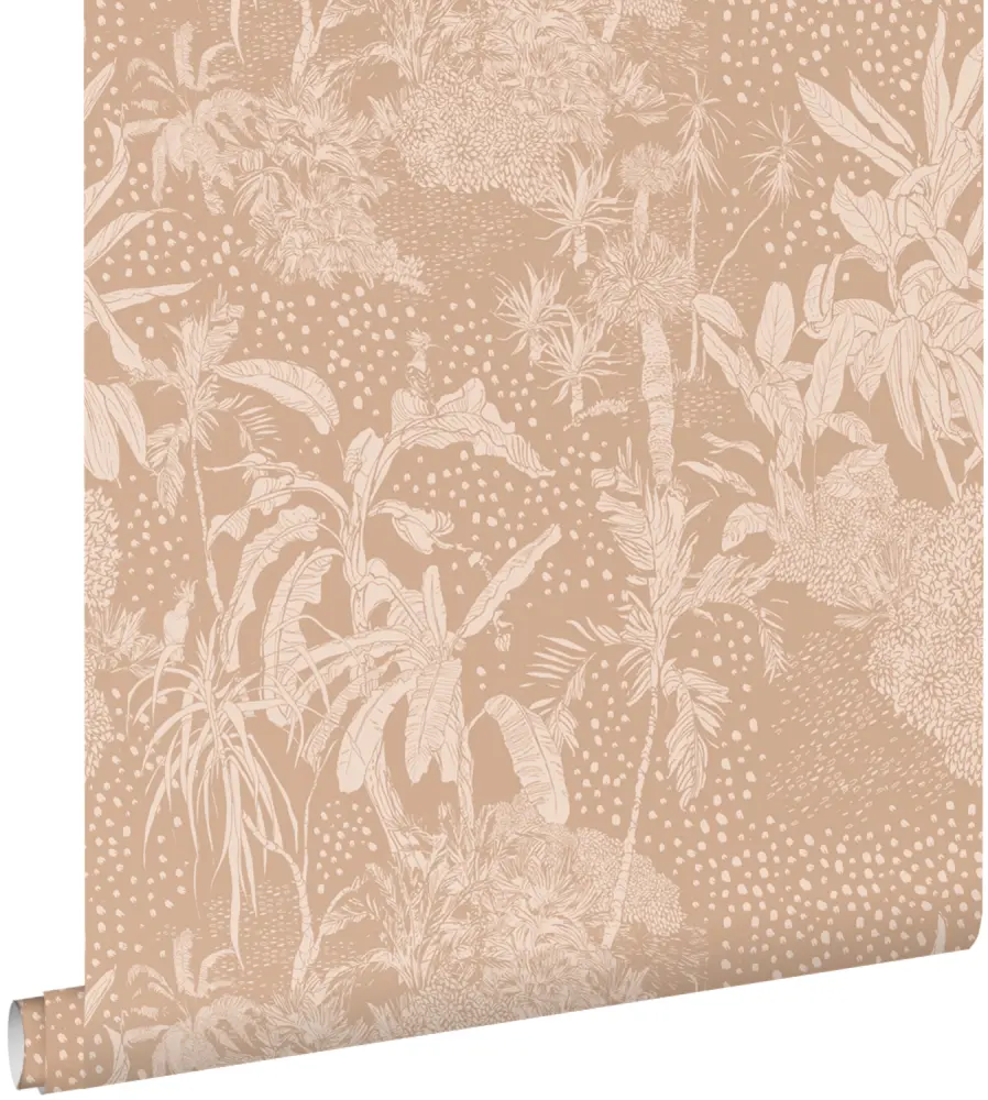 Estahome papel pintado hojas tropicales rosa terracota - 50 x 900 cm