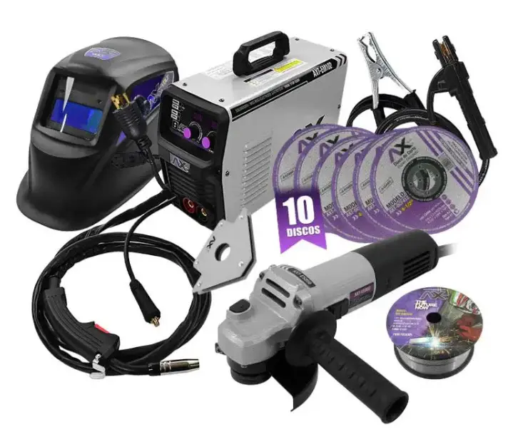 Soldadora Inversor AX-Tech AXT-EM102 + Esmeriladora +Careta +Accesorios