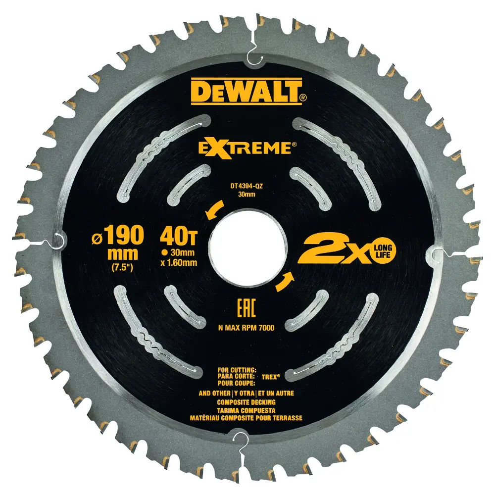 Juego de Dewalt dt4394-qz - hoja de sierra circular para suelos compuestos 190mm