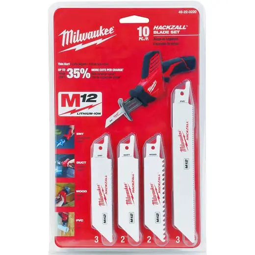 Repuesto de Juego de 10 Hojas Hackzall para Sierra Sable Milwaukee 4922-0220